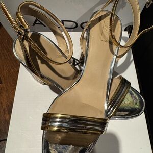 Aldo Metallic Gold and Silver Sandals